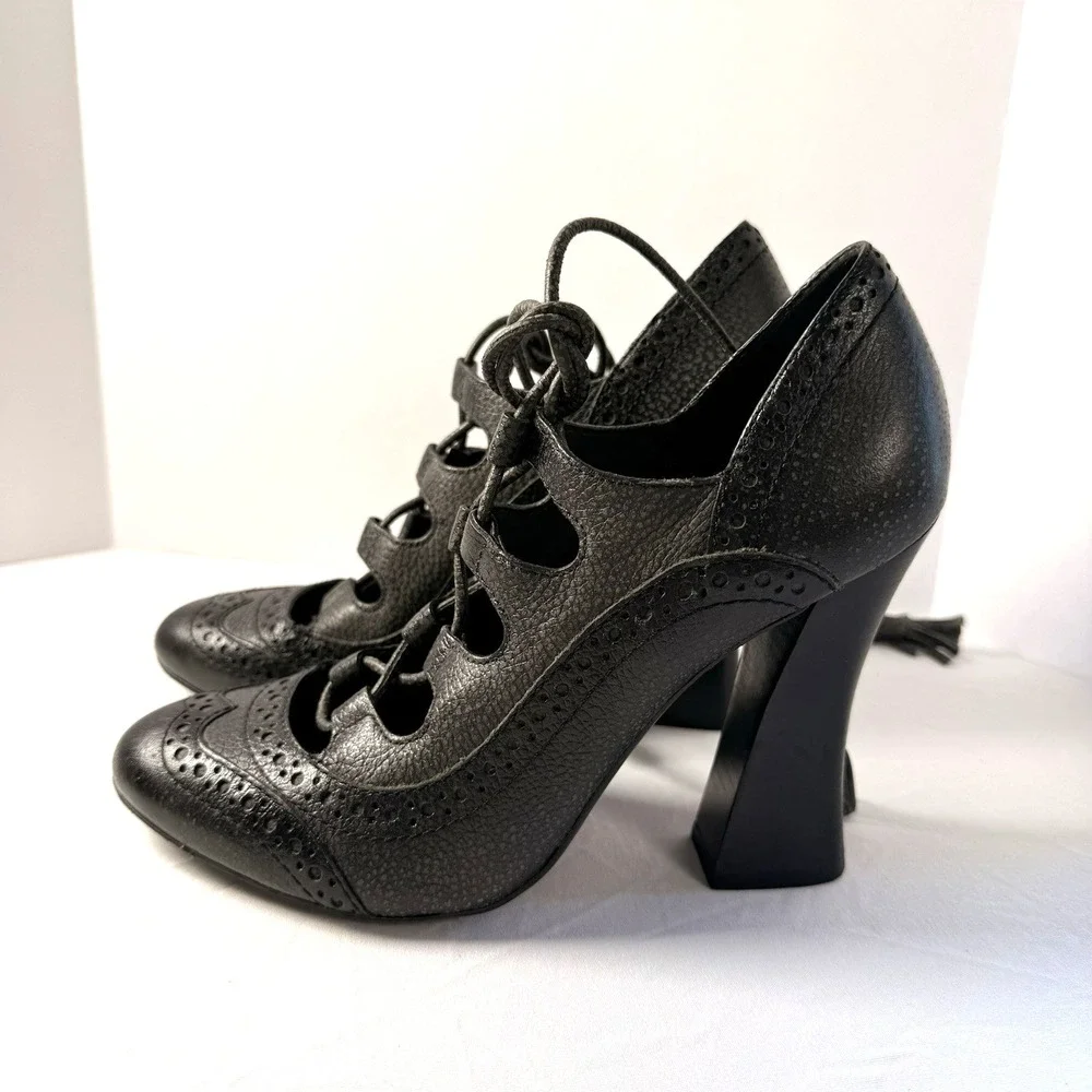 Tory Burch Astrid Lace Up Oxford Pump 7M Steampunk Dark Academia Victorian Goth